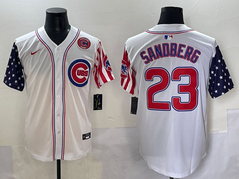 Men 2025 Chicago Cubs #23 Sandberg White a generation of national flags Joint Name Nike MLB Jersey style 5->chicago cubs->MLB Jersey